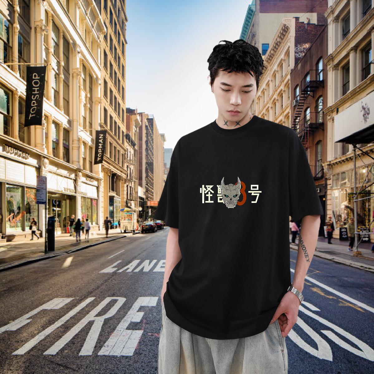 2024 T shirt Custom Print Oversized Anime Printing Street Couples T Shirts Breathable Crew Neck Cotton Loose Fit