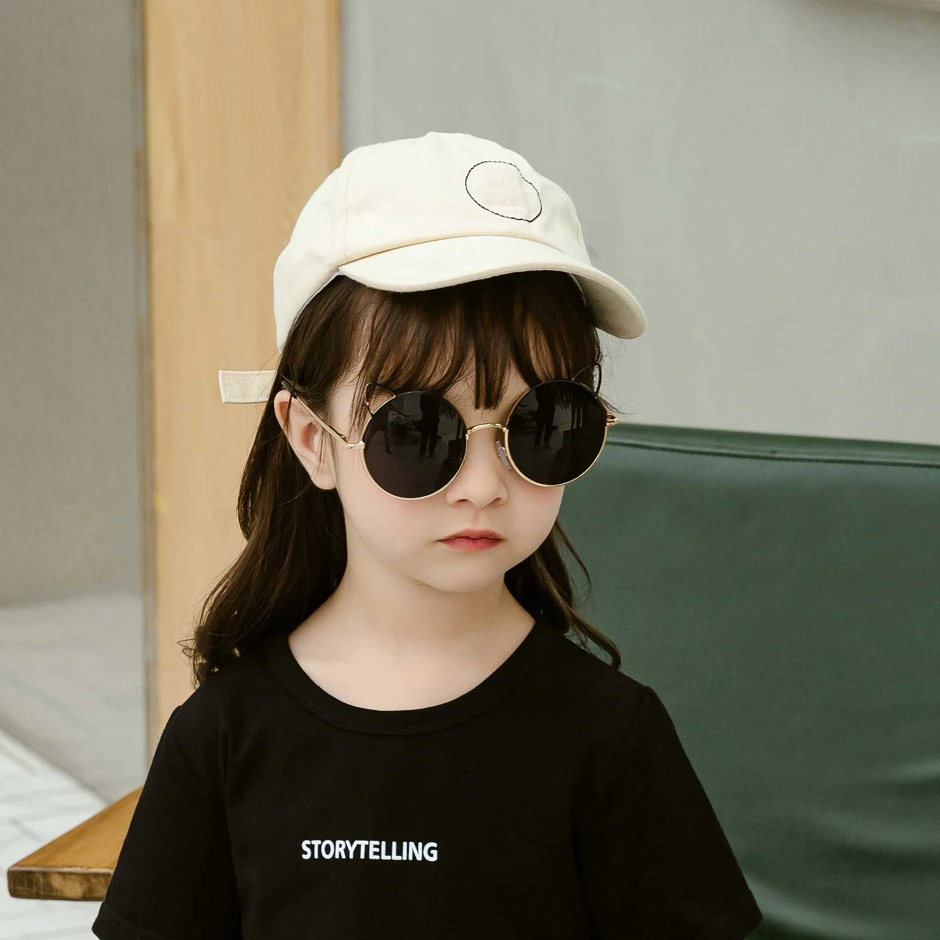 Sunglasses metal cute New round childrens ear Sunglasses UV400 sun visors 3-9 years old fashion childrens Sunglasses