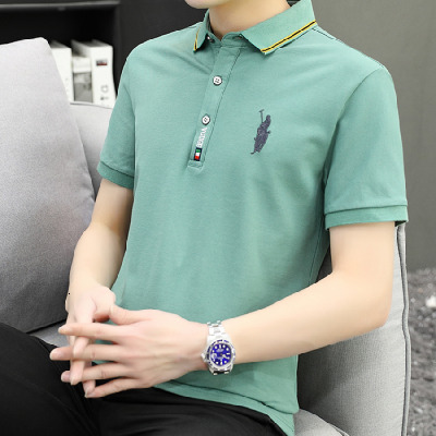 Summer new men's POLO shirt with lapel and short sleeved base, dad's middle-aged high-end top T-shirt