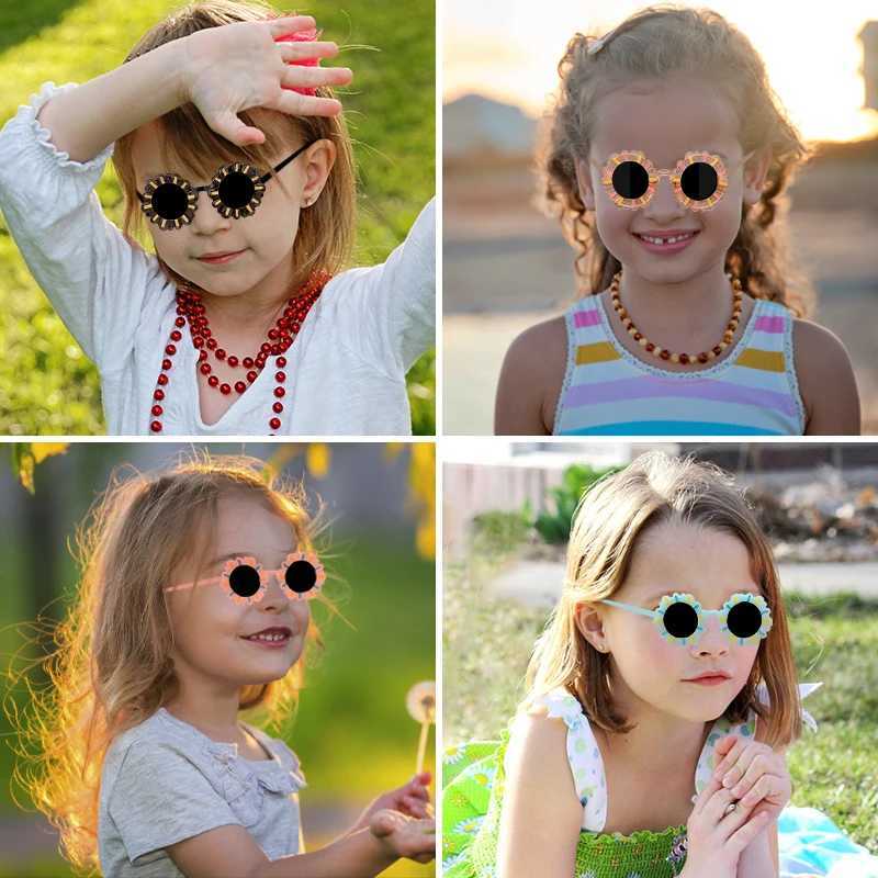 Sunglasses 2023 New Children Cute Sunflower Cartoon Sunglasses Kids Outdoor UV400 Protection Glasses Boys Girls Round Polarized Sunglasses