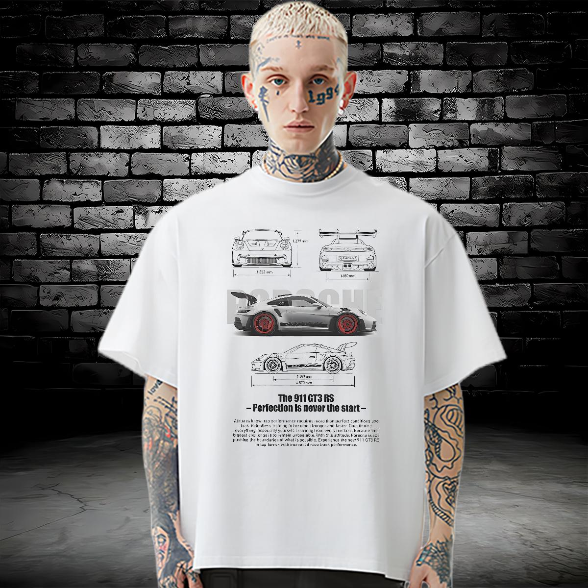 Designer Fashion T-Shirts for Men fashion 230g Cotton Black Oversized Men Tees Street Cotton O Neck Short Sleeves Comfortable Clothes