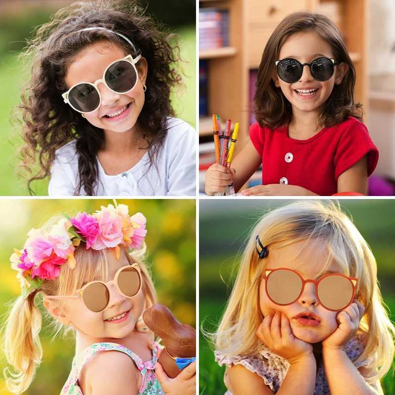 Sunglasses 2023 Girls Boys Cute Animal Ears Cat Eye Sunglasses Outdoor Sun Protection Children Lovely Vintage Kids Protection Sunglasses