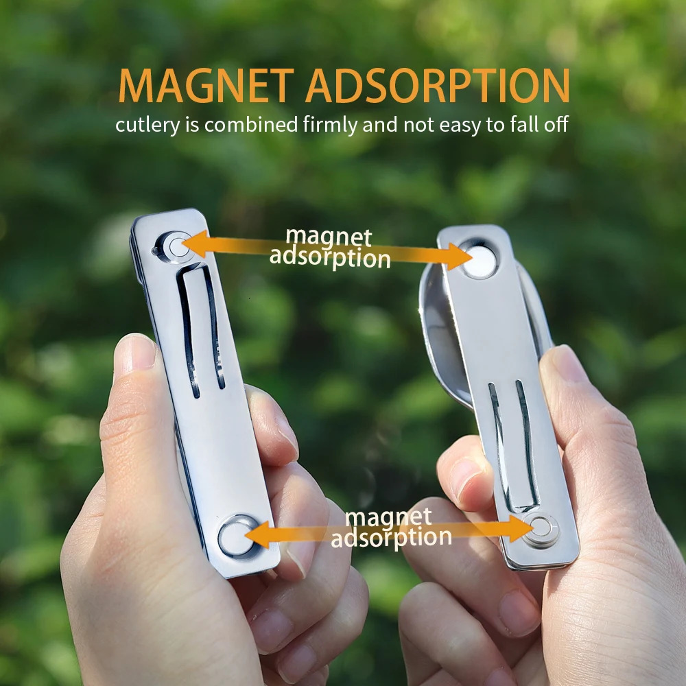 Roxon C2 Camping Utensil 2 in 1 Detachable Folding Cutlery with Fork Spoon for Outdoor Camping Hiking Easy to Carry Highly 240708