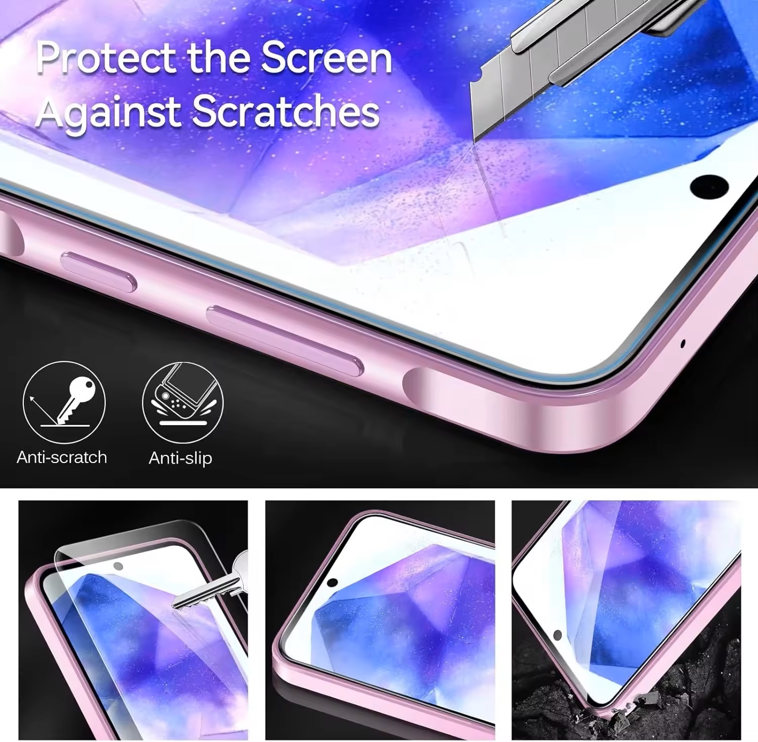 9H Clear Tempered Glass Phone Screen Film Protector With Retail Package For Samsung S21 FE S22 S23 Plus S24 Ultra A05 A05S A15 A25 A35 A55 A04 A14 A34