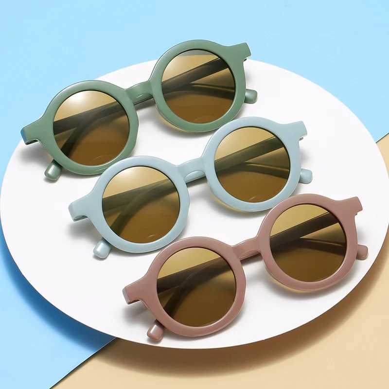 Sunglasses 2023 New Cute Round Frame Childrens Sunglasses Baby Decoration UV Resistant Sunglasses for Boys and Girls Eyewear Trend