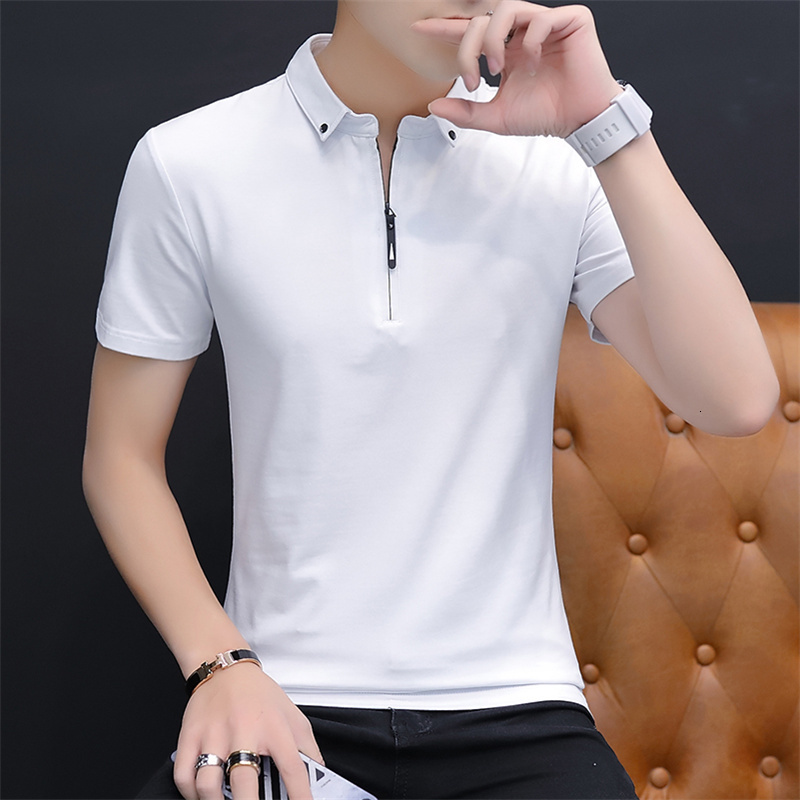 Summer pure cotton short POLO shirt, men's trendy T-shirt, casual mid sleeved high-end 2023 new collared clothes