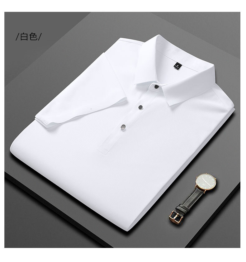 Yuncang Flash Hair 2024 Short sleeved T-shirt No Trace Thin Edition Business Collar Men's Polo Shirt Double Split