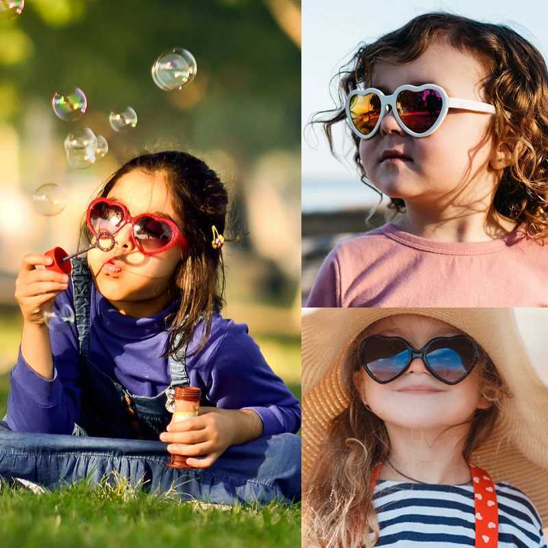 Sunglasses Baby Girls Cute Acrylic Heart Shape UV400 Sunglasses Children Outdoor Sun Protection Sunglasses Boys Kids Eye Protection Glasses