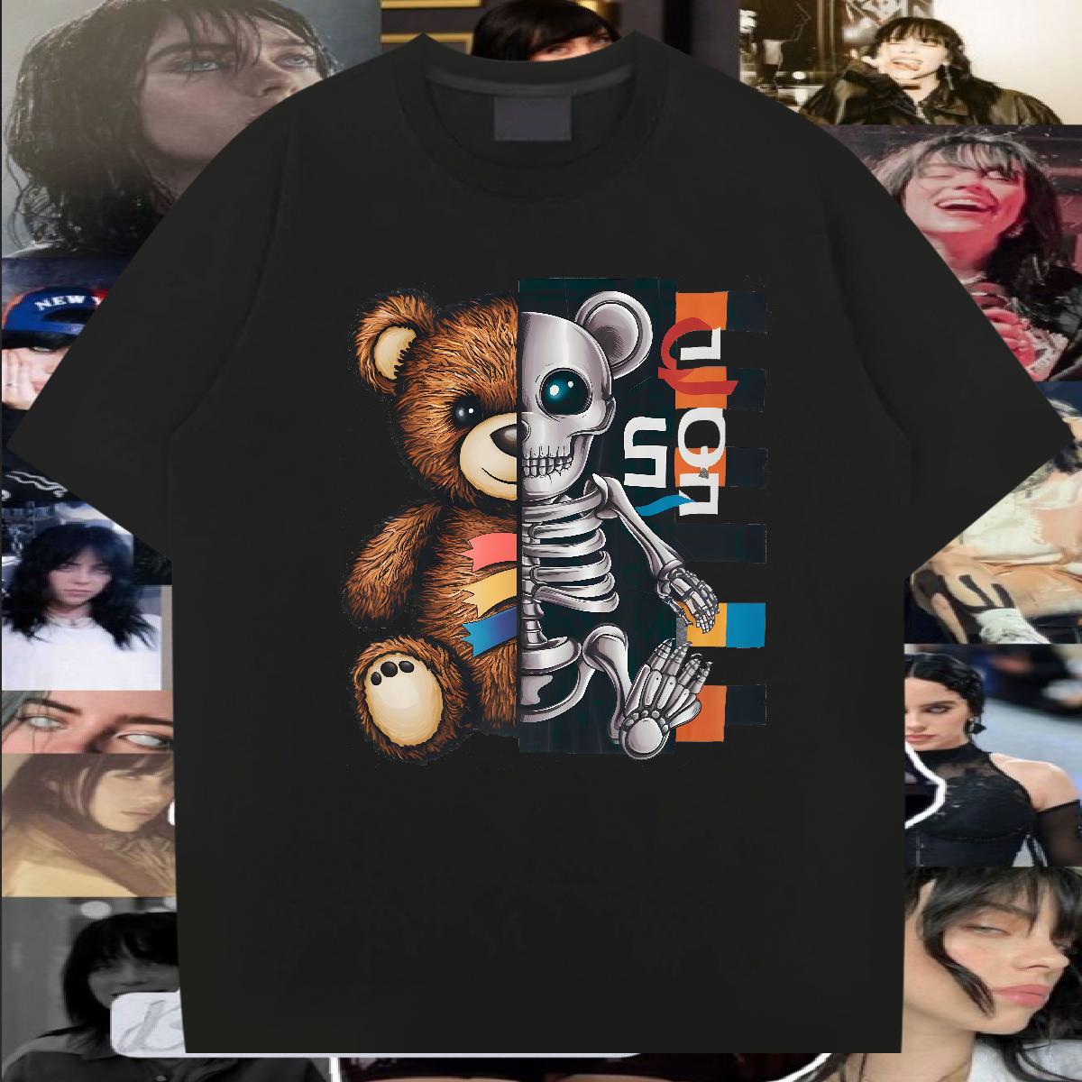 Soft T-Shirts bear 230g Cotton Hip Hop Street Breathable Short Sleeve Men Tees Designer Fashion Customized Print Tops Tees