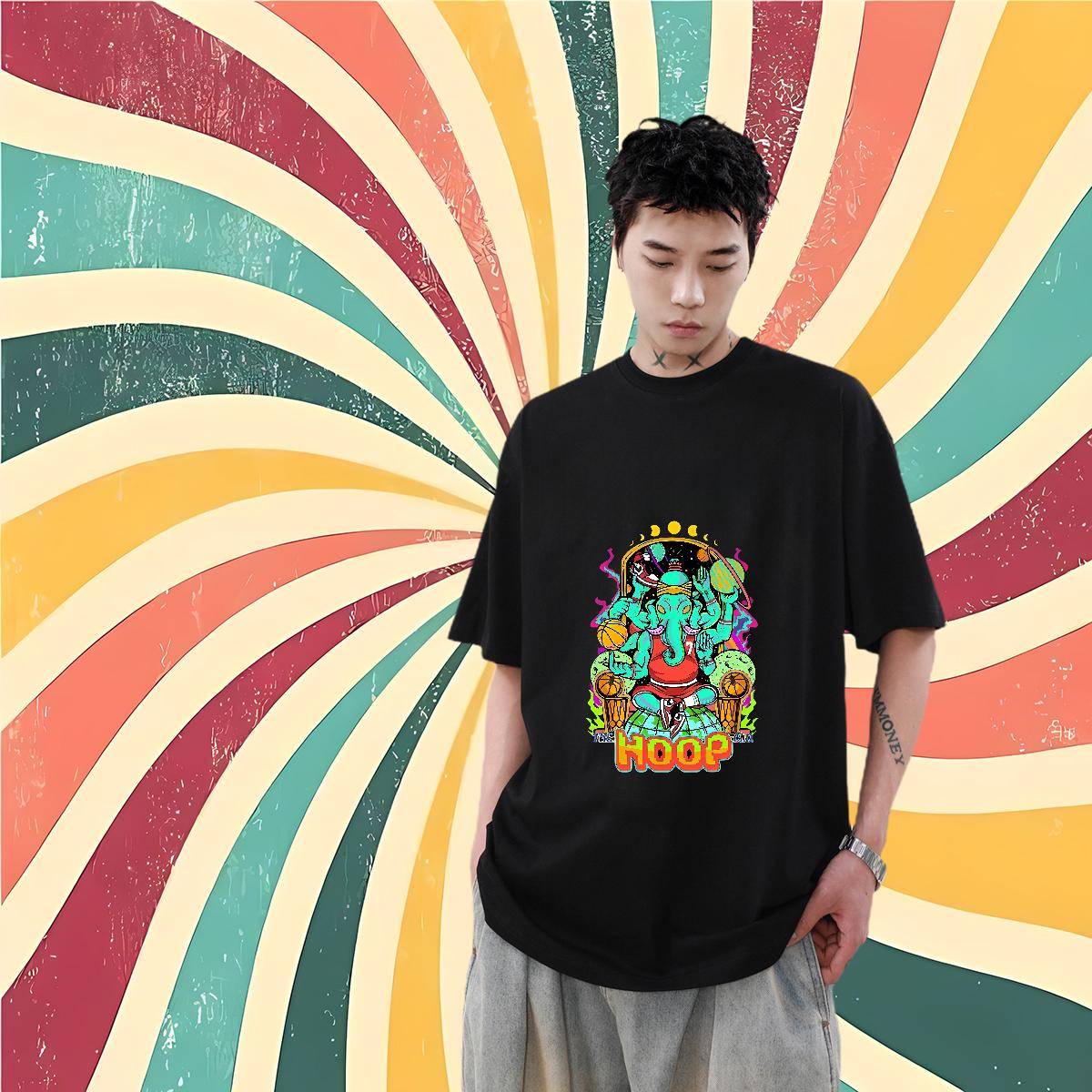 2024 DIY T shirt Black Oversized Tshirts Sports Casual O-Neck Short Sleeve Cotton Unisex Tee Shirt