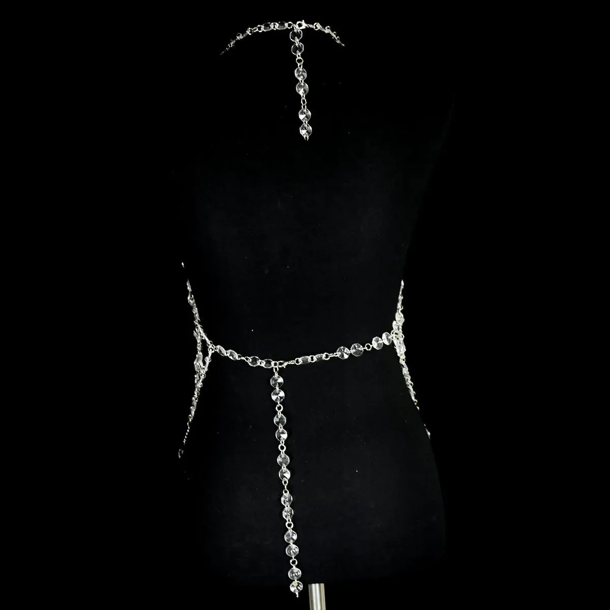 Sexy Tassel Chic Womens Lingerie Body Chain Top Water Drop Fishnet Crystal Shiny Chest Bra Bikini Sling Vest Jewelry 240709