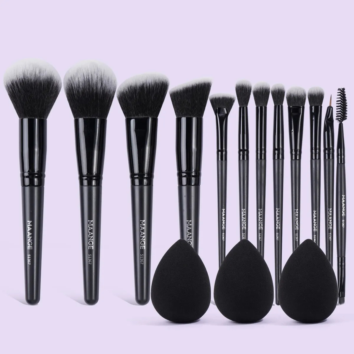 Makeup brush and sponge set 12 pieces of basic concealer eye shadow makeup brush set3 pieces of sponge soft brush 240715