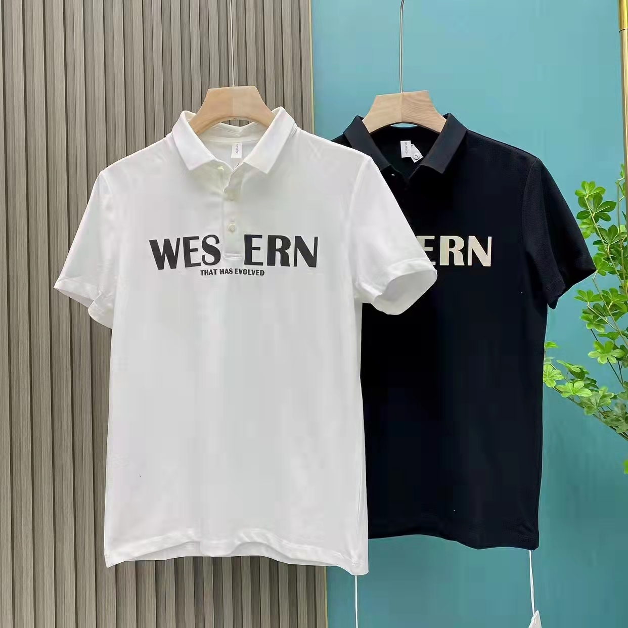 Summer silk cotton polo shirt with short sleeves, slim fit, embroidered print t-shirt, men's fashion