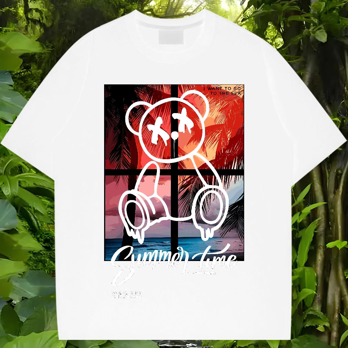 2024 DIY Men T Shirts Graffiti Art 230g Cotton Custom Printing Outdoor Tshirts Short sleeve Cotton Soft Cool