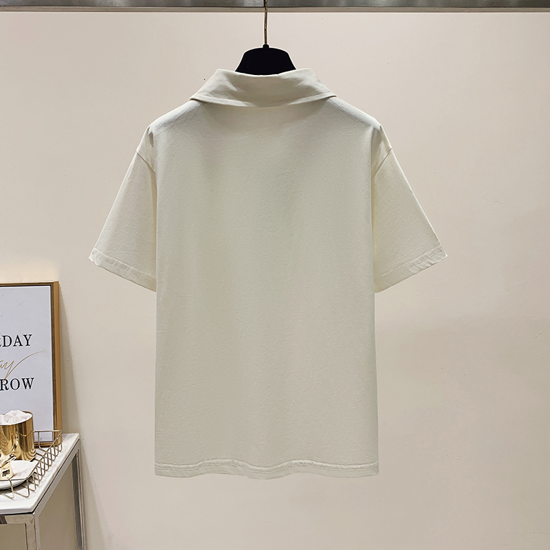 2024 Summer New Little Fresh Sweet Academy Style Colored Collar Loose Fashion Short sleeved T-shirt for Women