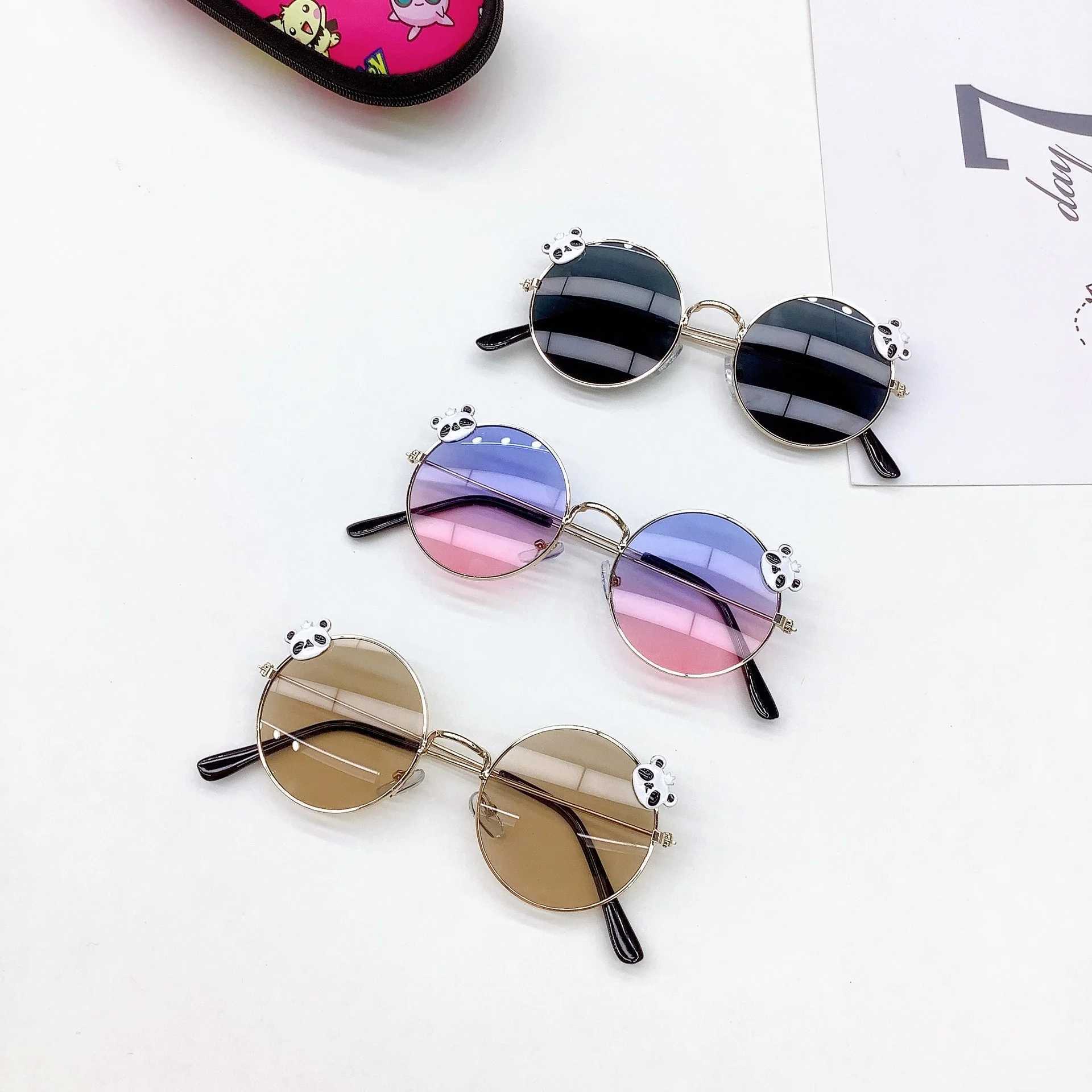 Sunglasses New Little Bear Childrens Sunglasses Fashion Round Frame Sunshade Sun Protection for Boys and Girls Sunglasses UV Protection