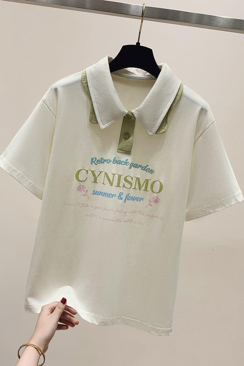 2024 Summer New Little Fresh Sweet Academy Style Colored Collar Loose Fashion Short sleeved T-shirt for Women