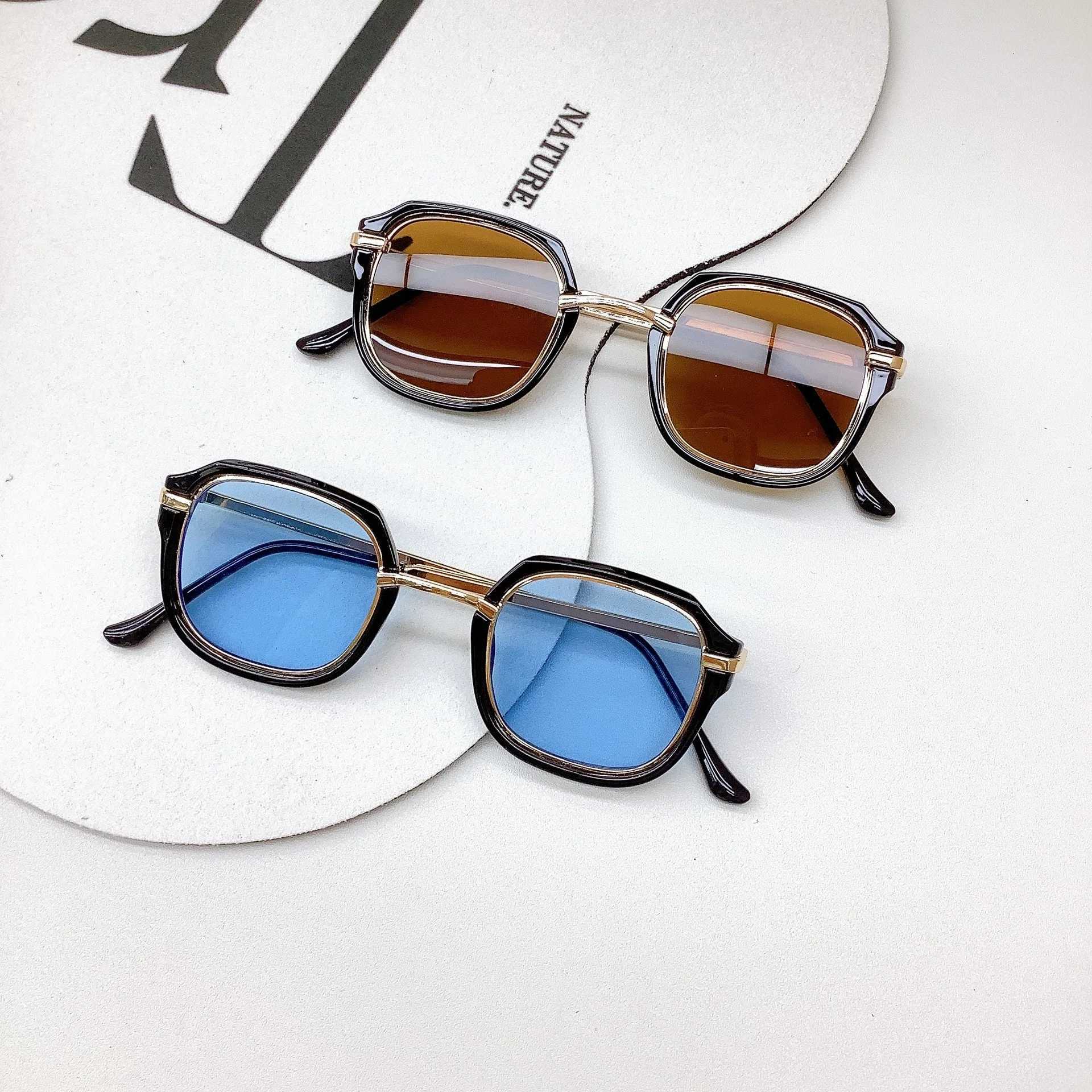 Sunglasses New Childrens Sunglasses Fashion Cute Sunshade Eye Protection Baby Sunglasses Box Concave Shape Boys and Girls Eyeglasses
