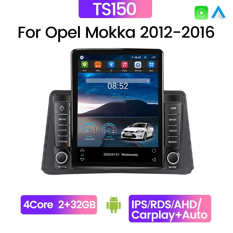 Car Video Radio Multimedia Video Player Stereo for Opel Mokka 1 2012-2016 Tesla Style Navigation GPS Android 2din 2 Din BT