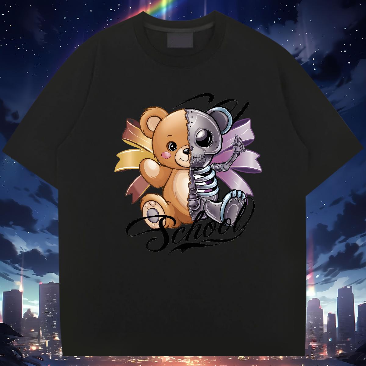 Wholesale Mens T Shirts bear 230g Cotton High Street Hip Hop Breathable Short Sleeve Men Tops Tees Fashion Designer Oversized Wear