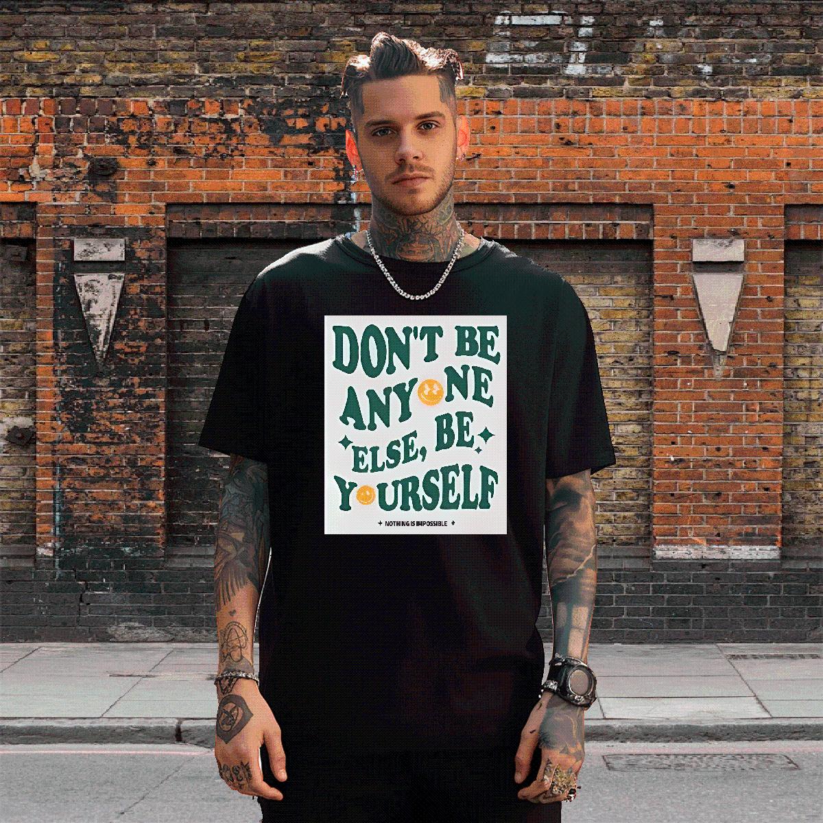 Casual New T-Shirts nothing is impossible 100% Cotton 230g Custom Anime Couples T Shirts Summer Casual Short Sleeve Cotton O-Neck Loose Fit Tops Tees