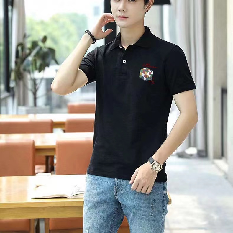 Men's Polo Shirt Summer Loose Trendy Simple Half Top 2024 New Casual Collar Short Sleeve T-shirt