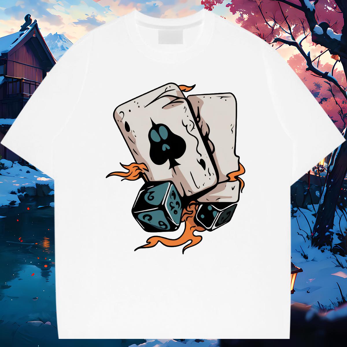 2024 Designer T-Shirts Poker 230g Cotton DIY Street Wear Men Tshirts Breathable Crew Neck Unisex