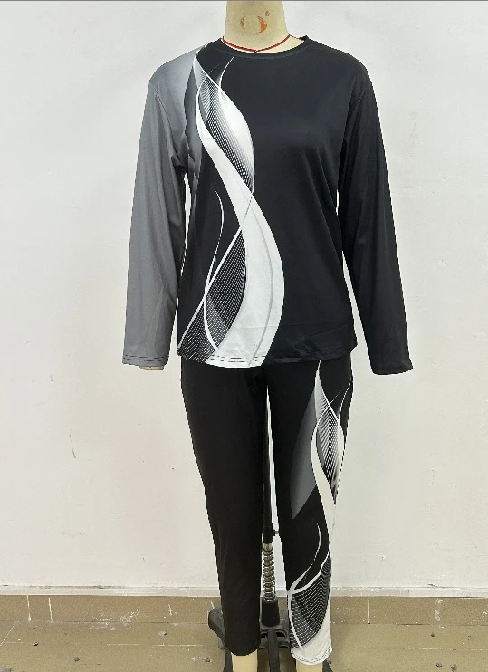 2 Piece Sets Womens Outfits Autumn Winter Print Long Sleeve Top Fashion Pants Set Casual Suits Streetwear Y2k Clothes 240715