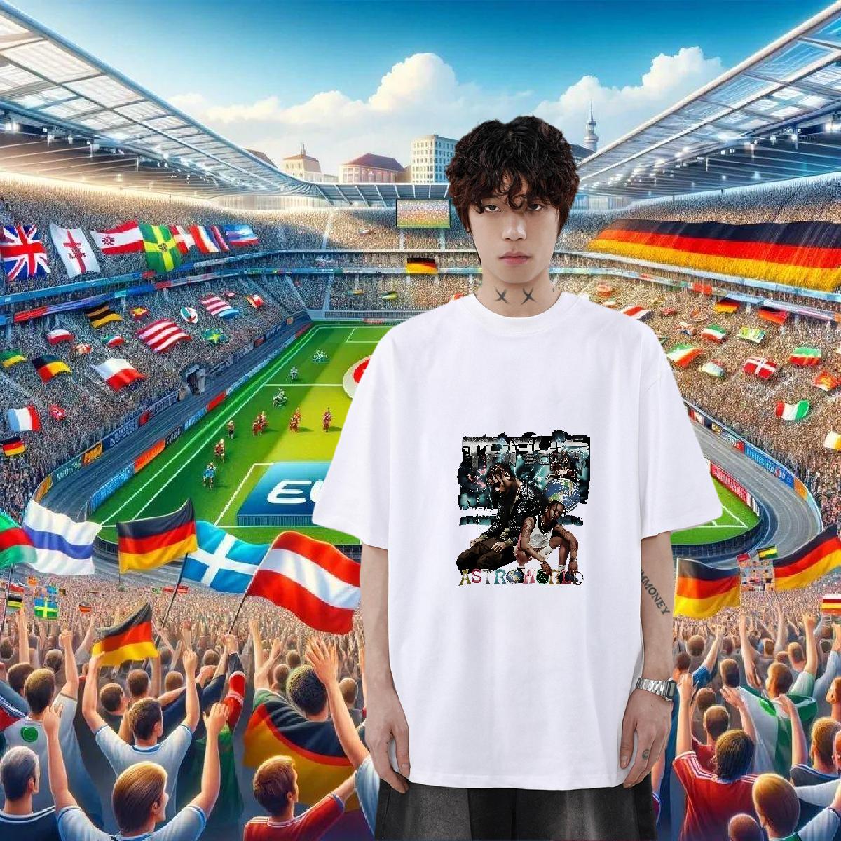 Stylist T Shirt For Man DIY Printed Sport Men Clothes T-Shirt Cotton O Neck Short Sleeves Loose