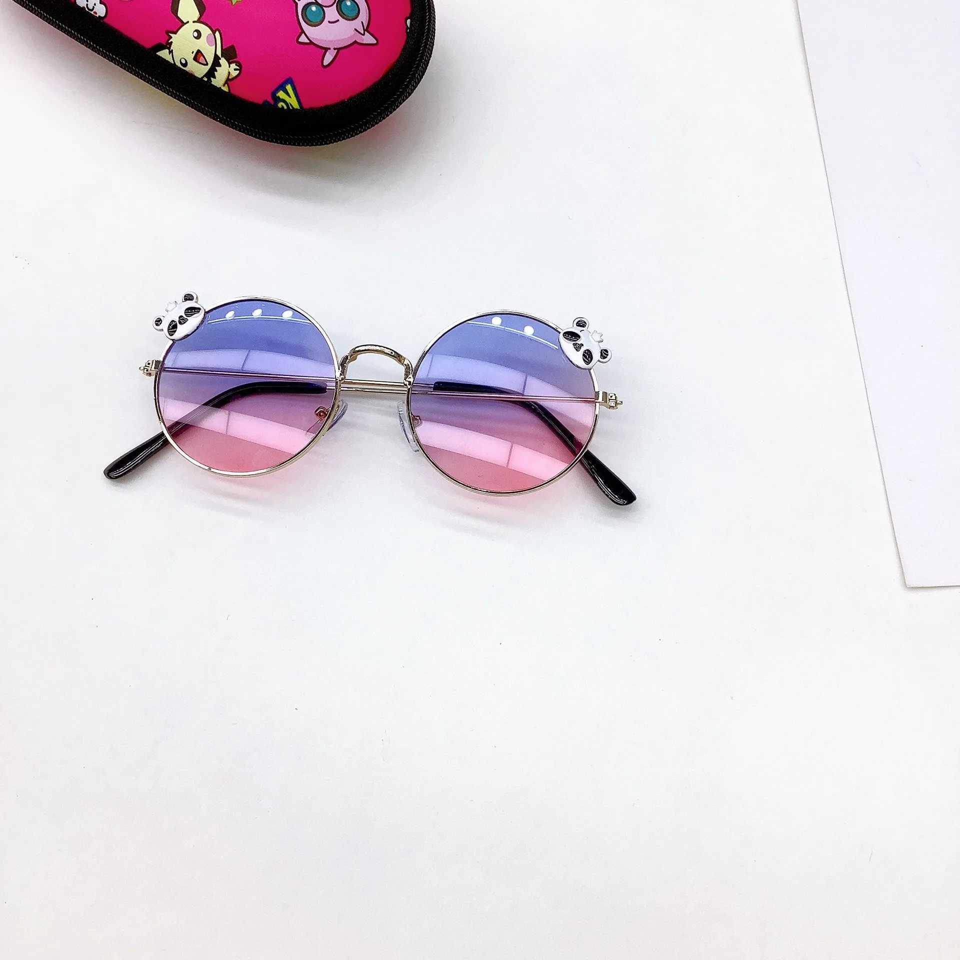 Sunglasses New Little Bear Childrens Sunglasses Fashion Round Frame Sunshade Sun Protection for Boys and Girls Sunglasses UV Protection