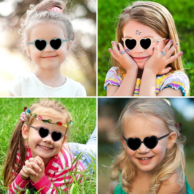 Sunglasses 2023 New Children Colors Heart Circle Edge UV400 Sunglasses Baby Girls Lovely Outdoor Sun Protection Sunglasses Kid Sun Glasses