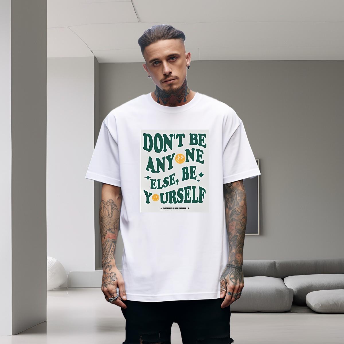 Designer Fashion T-Shirts nothing is impossible 100% Cotton 230g DIY Printed Men Clothes T-Shirt Street wear Hip Hop Crew Neck Cotton Cool Design Polo