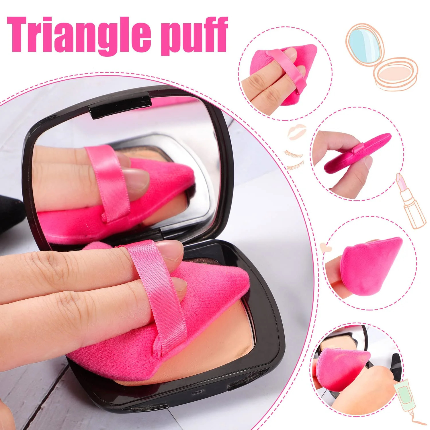 5 Puff Soft Triangle Makeup Tools Loose Powder Body Makeup Sponge Blender Contour Under Eye Angle 240715