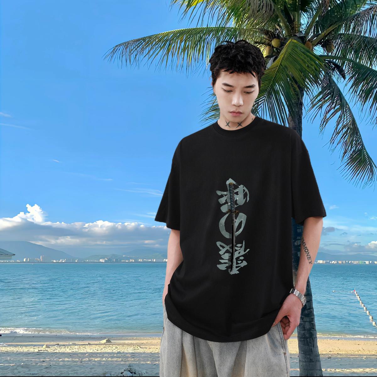 Fashion Designer T-Shirts for Men DIY Logo Anime Printing Street Tshirts Breathable Crew Neck Loose Fit