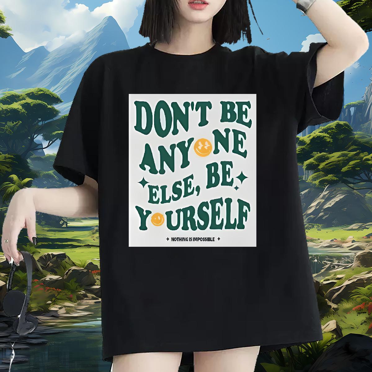 Classic T Shirts Women Cotton Comfortable nothing is impossible 230g Cotton Casual Daily Wear Womens Tshirts Anime Lady Polos