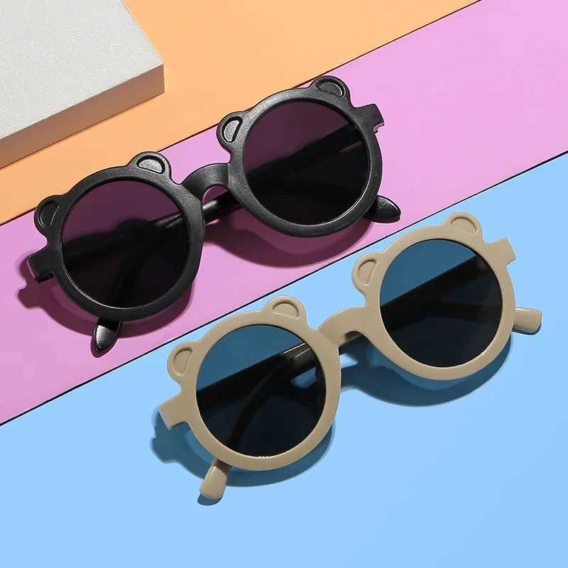 Sunglasses 2024 New Childrens Baby Bear Frame Sunglasses Cute Boys And Girls Cartoon Sunscreen Photography Glasses
