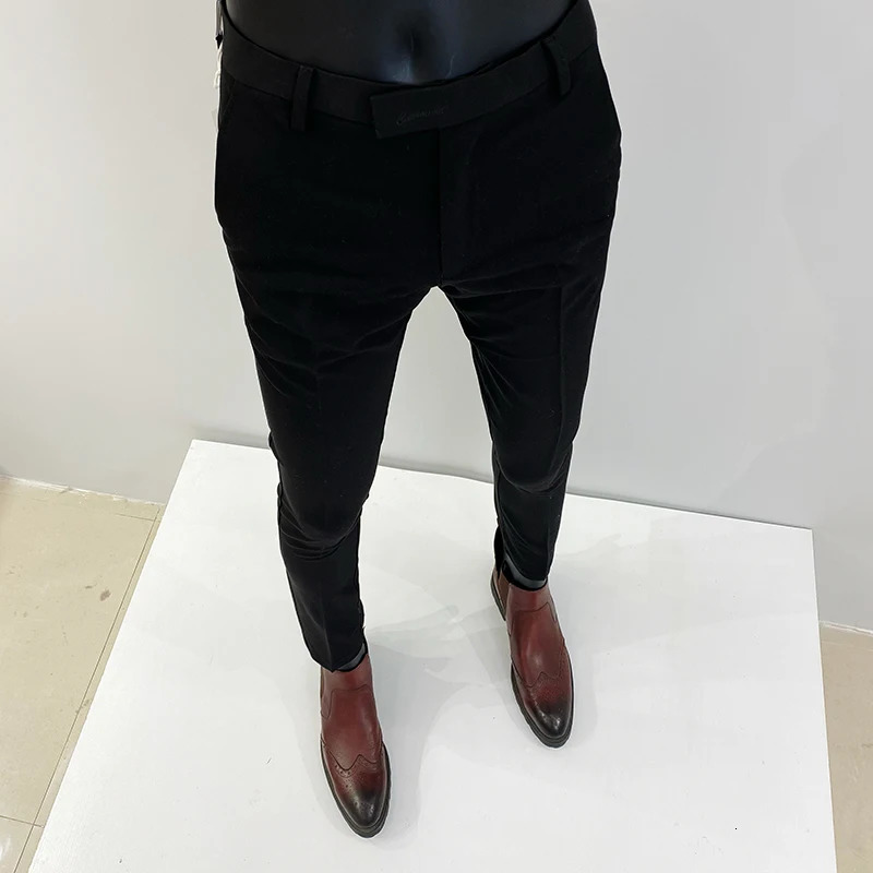 Men Suit Pants Spring Formal Dress Pants Solid Color Slim Fit Trousers Business Casual Men Clothing Full Length Pants 240708