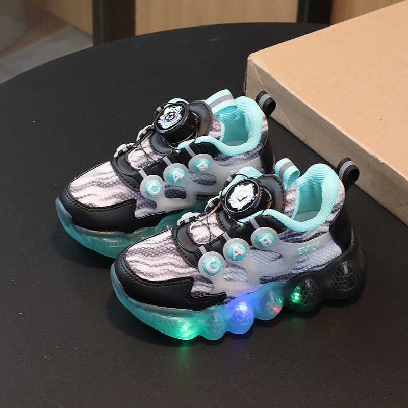Sneakers Spring New Children's Sports Shoes Children Light up Shoes, Breathable Mesh Shoes for Small and Medium sized Children Flashing Light Rot