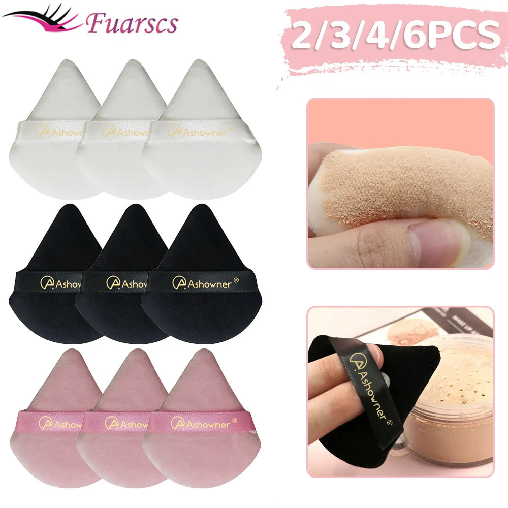 2/3/4/6Pcs Triangle Powder Puff Mini Makeup Sponge Cosmetics Soft Cotton Powder Puff Washable Velvet Makeup Puff Tool 240715