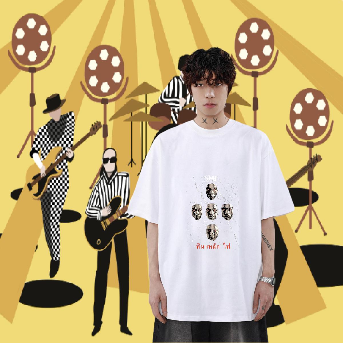 2024 DIY T Shirts Men Cartoon Print Street wear Hip Hop Mens Tshirts Cotton Breathable Popular