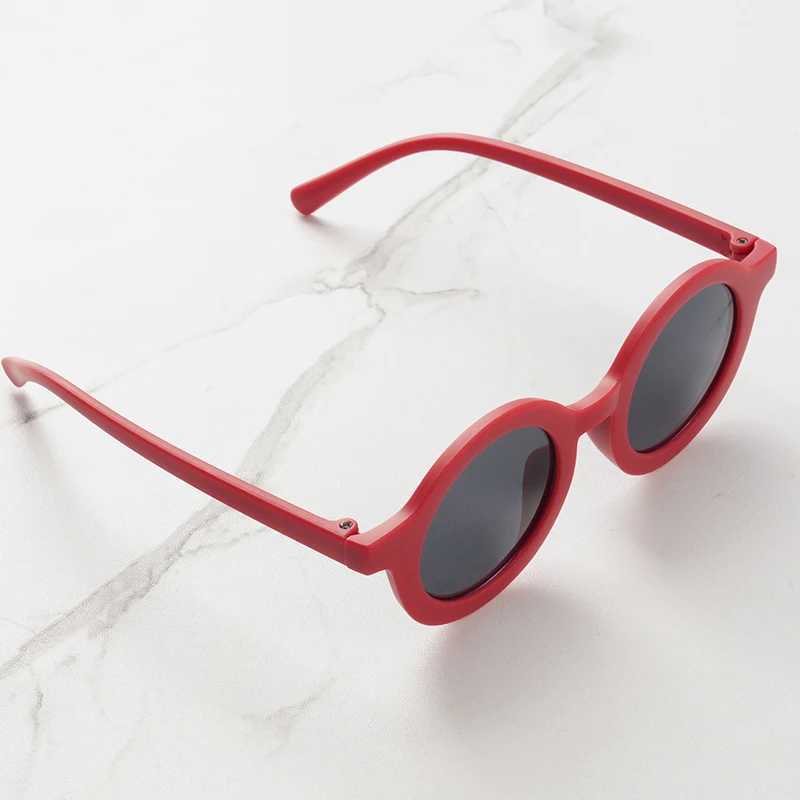 Sunglasses Baby sunglasses matte childrens sunglasses trendy round frame retro mocha colored glasses UV400 anti purple line
