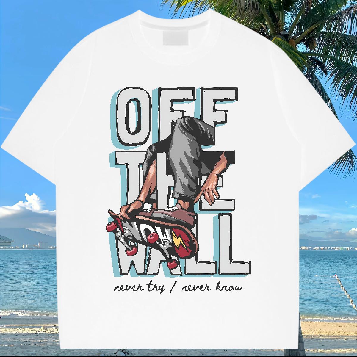 Designer T-Shirts for Men Graffiti Art 100% Cotton 230g DIY Men Tops Tees Daily Outfit Short Sleeve Cotton O-Neck Soft Tees Shirts