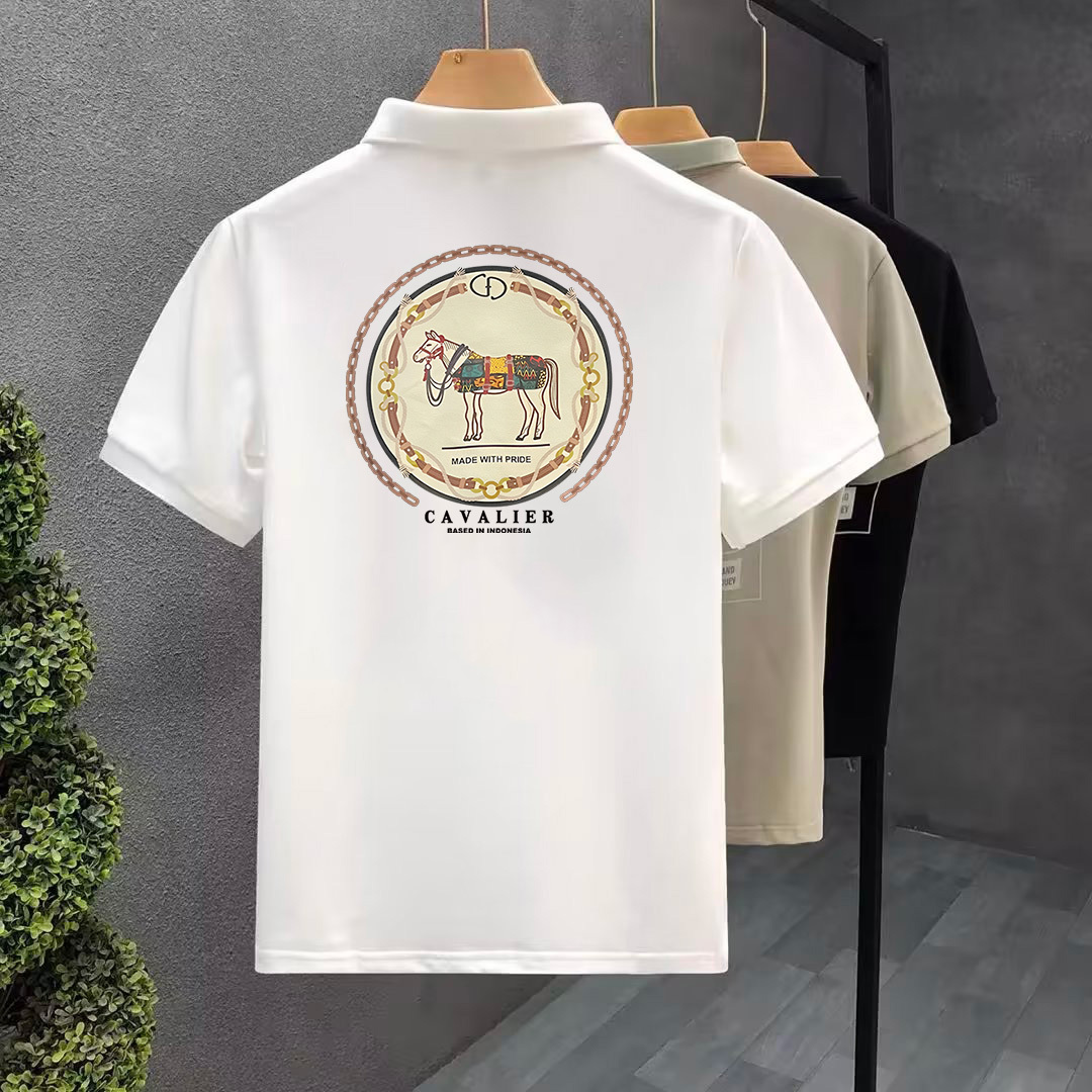 Short sleeved polo shirt summer trendy brand lapel casual print new T-shirt men's ins top trend