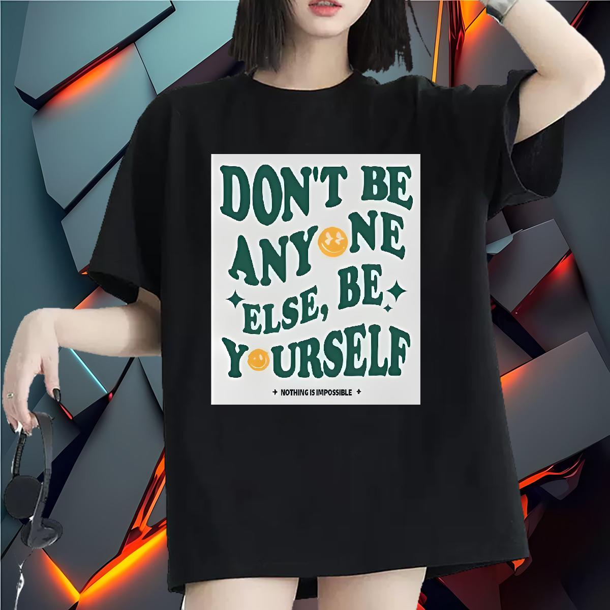 Fashion Womens T Shirts Cotton Breathable Soft nothing is impossible 100% Cotton 230g Sports Street Wear Women Tees Cartoon Anime High quality Tops Sh