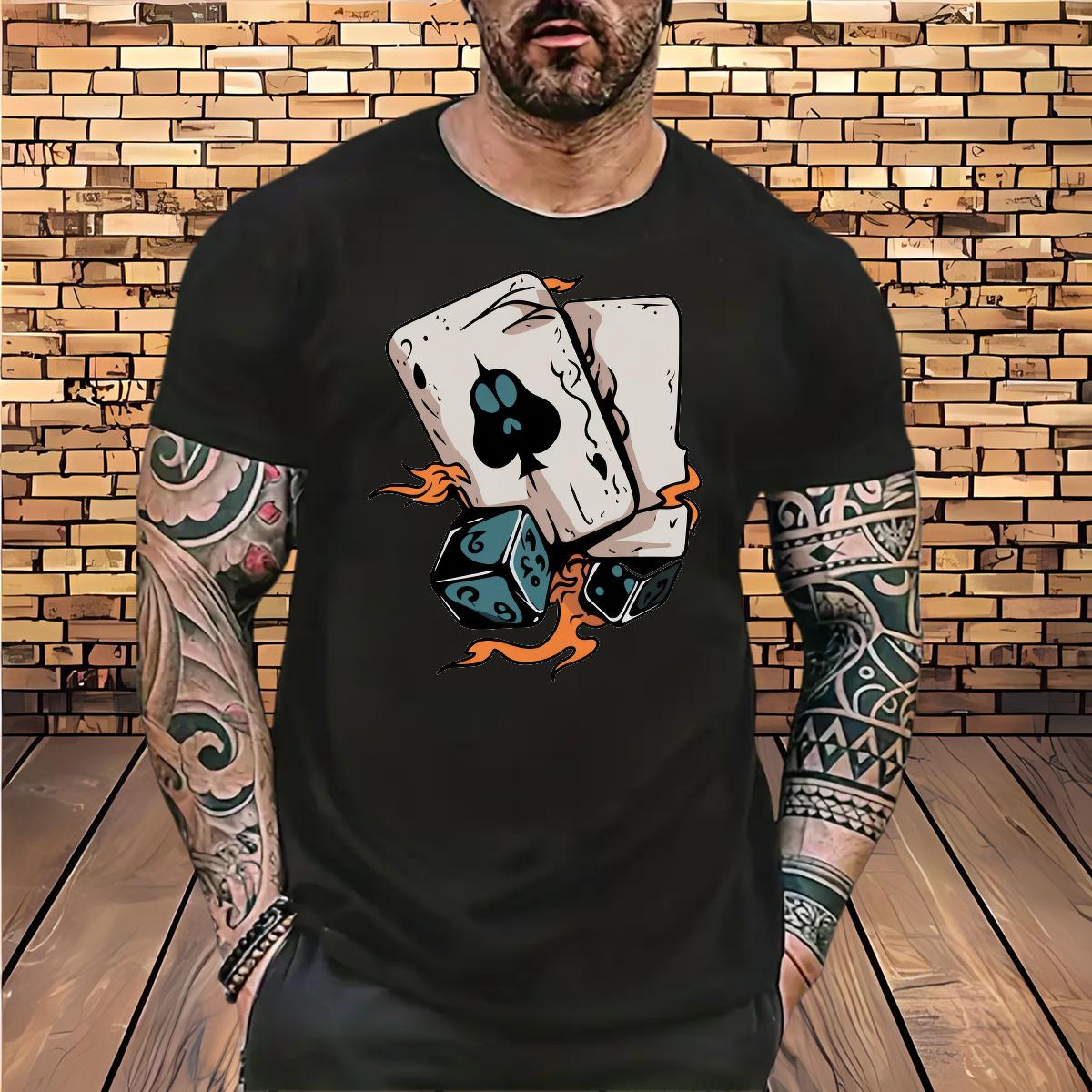 2024 New T shirt Cards 230g 100% Cotton Cartoon Printing S-4XL Men Clothes T-Shirt Sports Casual Cotton O Neck Short Sleeves Cool Design Tee Shirt