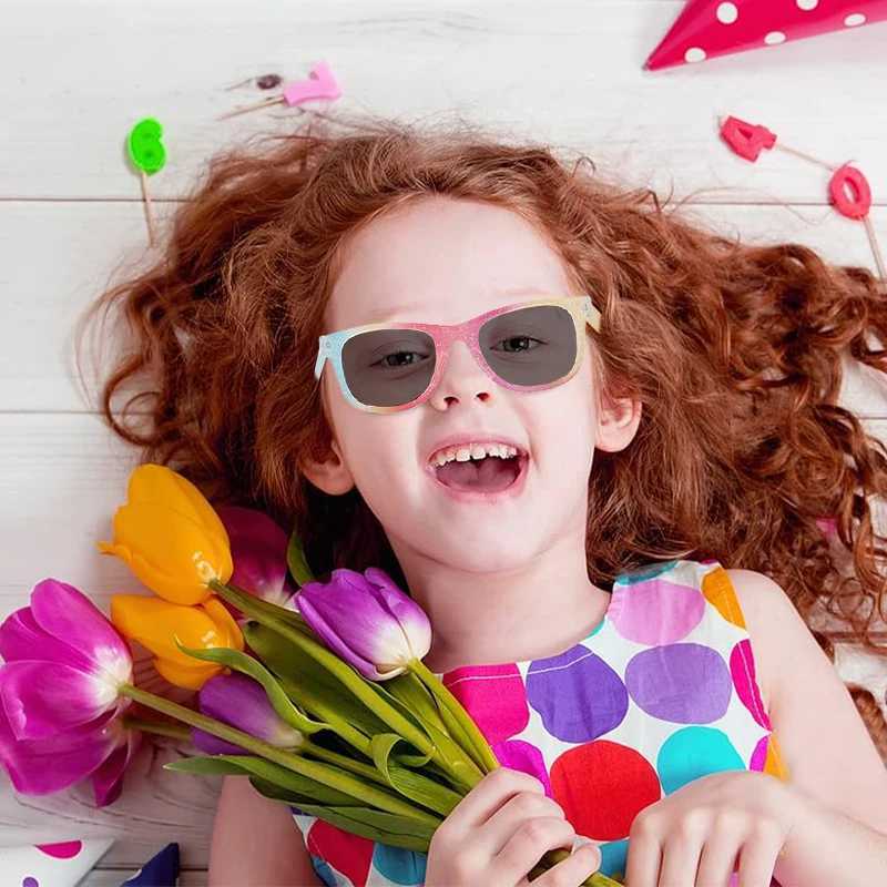 Sunglasses 2024 New Girls Boys Colorful Rectangular Sunglasses Children Fashion Cartoon Outdoor UV400 Protection Sunglasses Kids Sunglasses