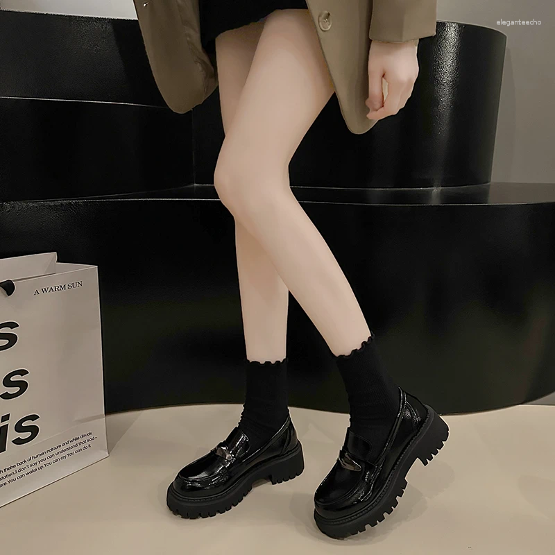 Dress Shoes For Women 2024 Slip On Women's Pumps Autumn Round Toe Solid Mary Jane Metal Decoration Mid Heel Water Proof Loafers
