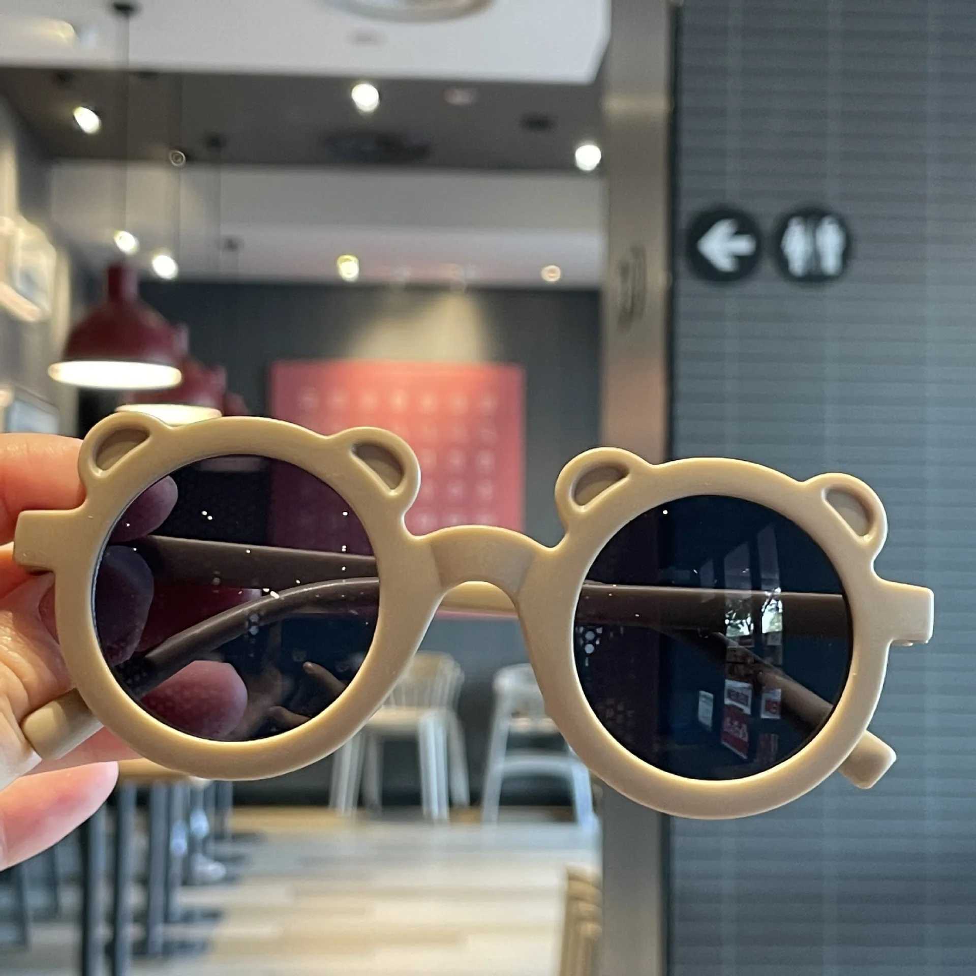 Sunglasses Little Bear Childrens Sunglasses Cartoon Frosted Small Ears Round Frame Glasses Baby Sunglasses UV Protection Glasses Sun