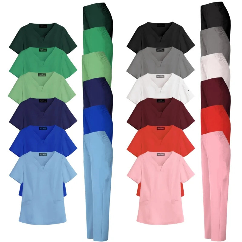 Uniforms Woman Scrub Set Nurse Beauty Salon Workwear Clinical Scrubs Top Pant Spa Doctor Nursing Tunic Suit 240715