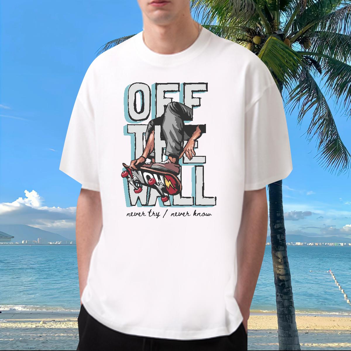 Designer T-Shirts for Men Graffiti Art 100% Cotton 230g DIY Men Tops Tees Daily Outfit Short Sleeve Cotton O-Neck Soft Tees Shirts